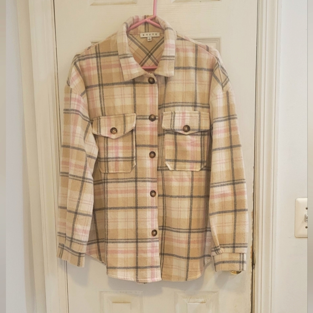 Hyfve Womens Button Down Flannel Shacket Large